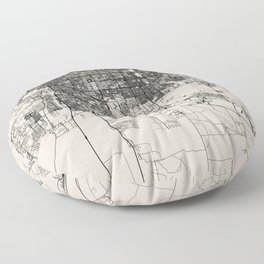 Tucson USA - City Map Drawing - Black & White Aesthetic Floor Pillow