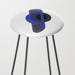 Blue One Wheel Counter Stool