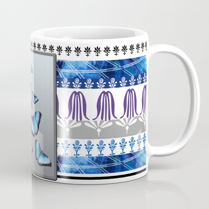 Blue Morpho Butterfies in Modern Frame Coffee Mug