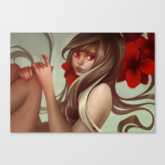 Crimson petals Canvas Print