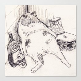 Drunk Cat Canvas Print