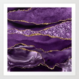 Agate Glitter Ocean Texture 01 Art Print