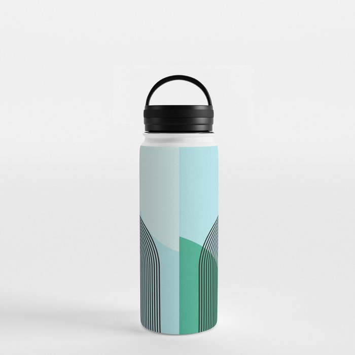 Abstraction_SUN_GREEN_BLUE_NATURE_MOUNTAINS_LINE_POP_ART-0531A Water Bottle