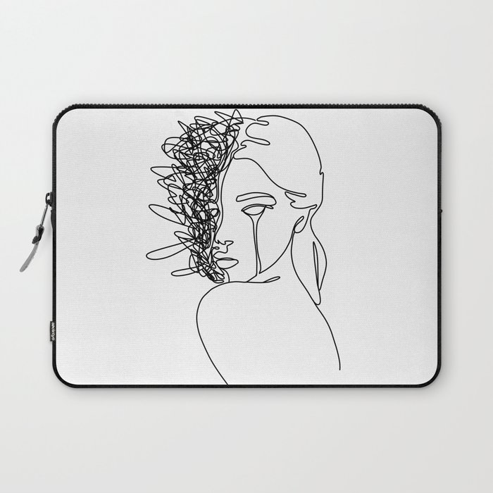 Line art about depression and burnout Laptop Sleeve