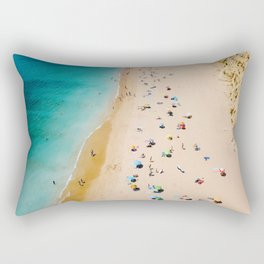 People On Algarve Beach In Portugal, Drone Photography, Aerial Photo, Ocean Wall Art Print Rectangular Pillow