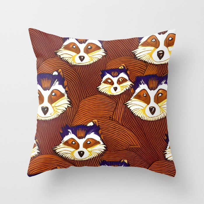 Raccoon blanket design Throw Pillow
