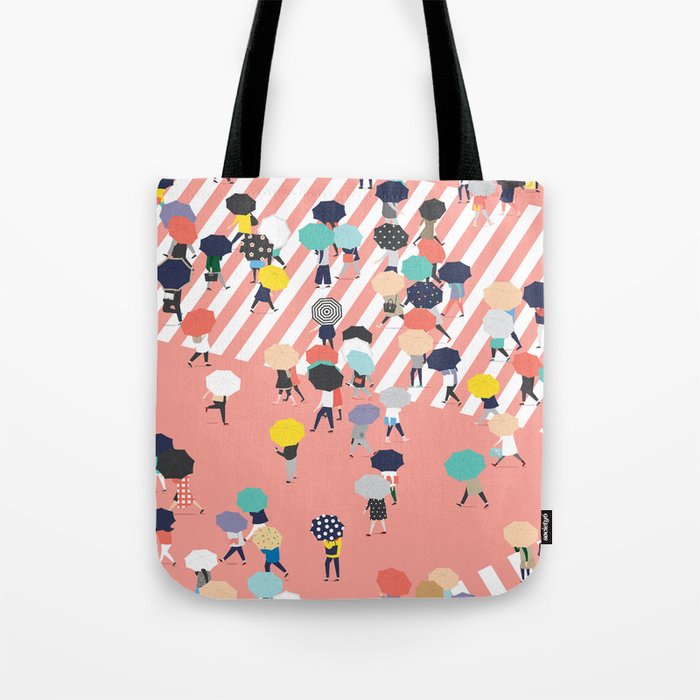 Crossing The Street On a Rainy Day Tote Bag