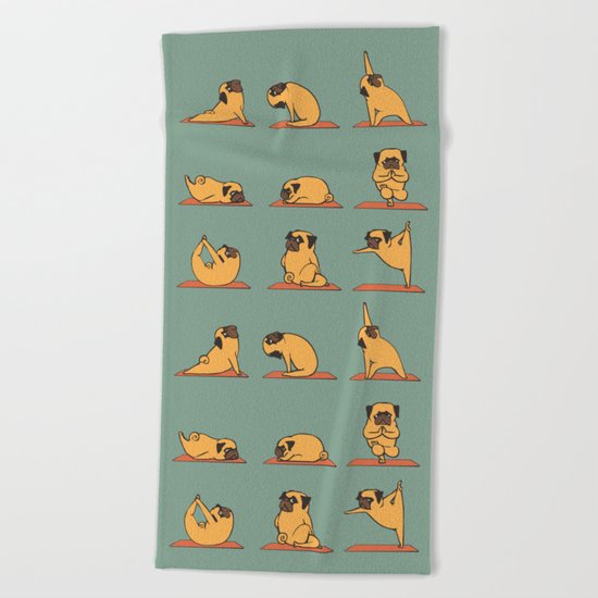 Pug Yoga Beach Towel