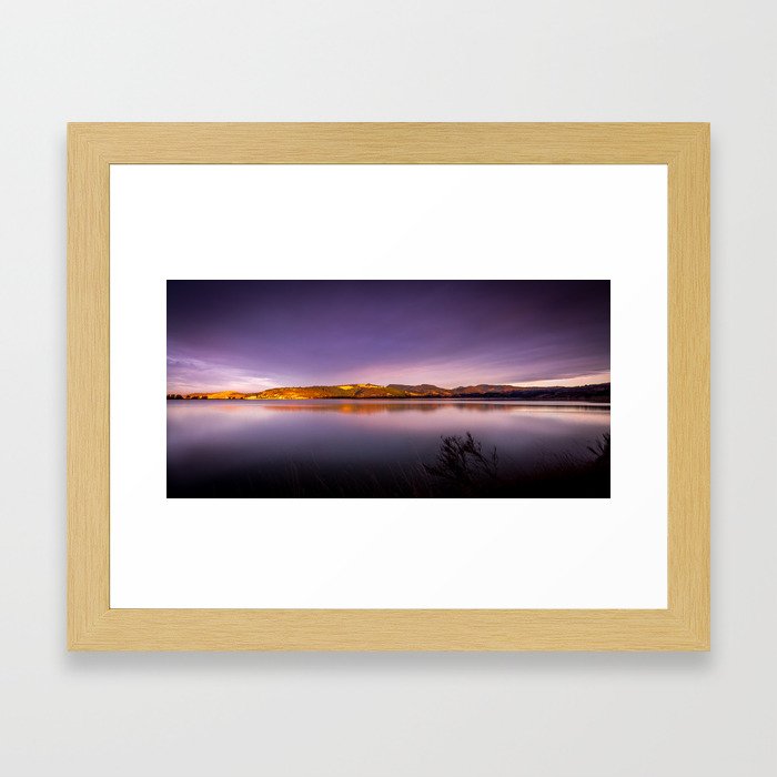 Sunset at Blueskin Bay, New Zealand Framed Art Print