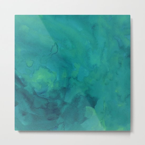 Watercolor green and blue Metal Print