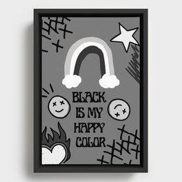 Black Is My Happy Color - Pop punk art Framed Canvas