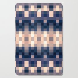 geometric symmetry art pixel square pattern abstract background in brown blue Cutting Board