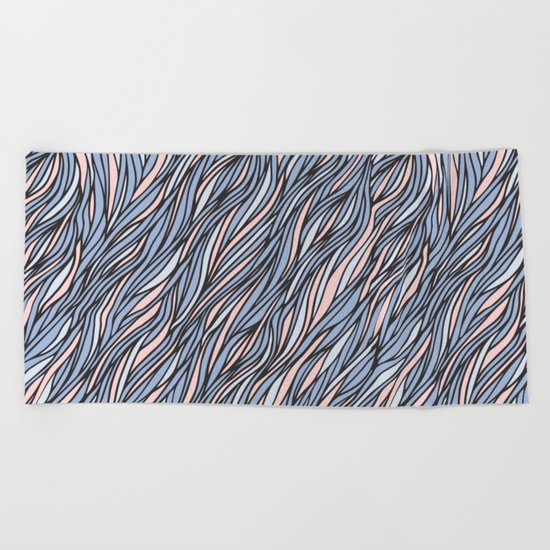 Rose quartz serenity wave pattern Beach Towel