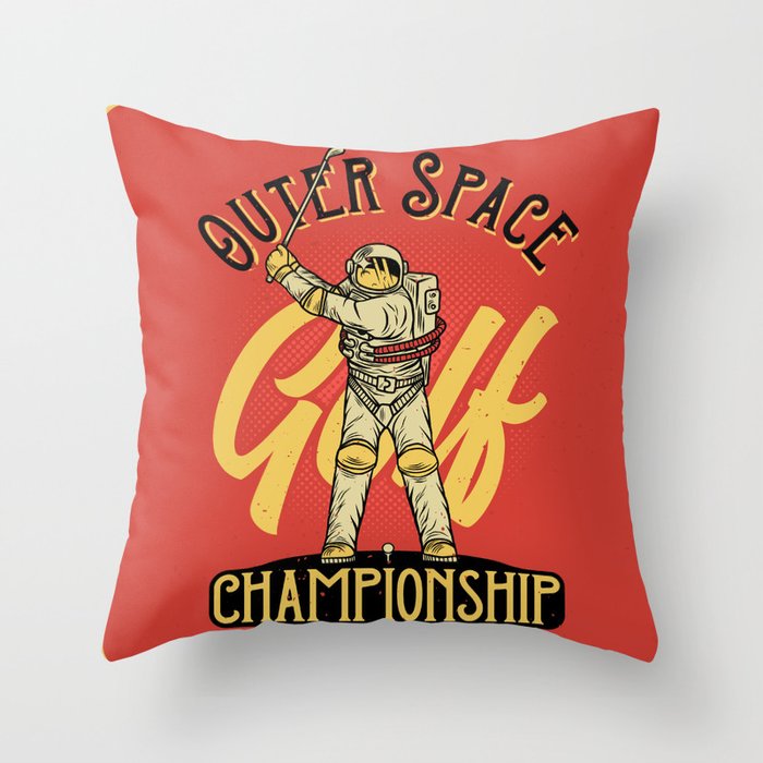 Outer Space Golf Championship Throw Pillow