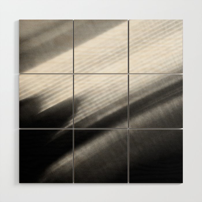 black and white lines Wood Wall Art