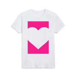 Heart (White & Dark Pink) Kids T Shirt