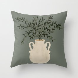 Vase no. 31 with Winter Greenery  Throw Pillow