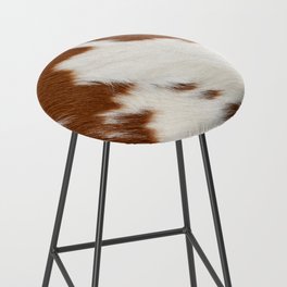 Brown and White Cowhide, Cow Skin Print Pattern Bar Stool