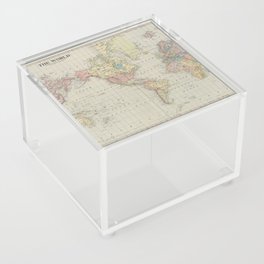 The World, Vintage Map Print from the Monarch Standard Atlas (1906) Acrylic Box