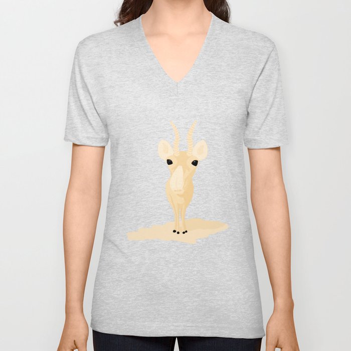 Saiga antelope V Neck T Shirt