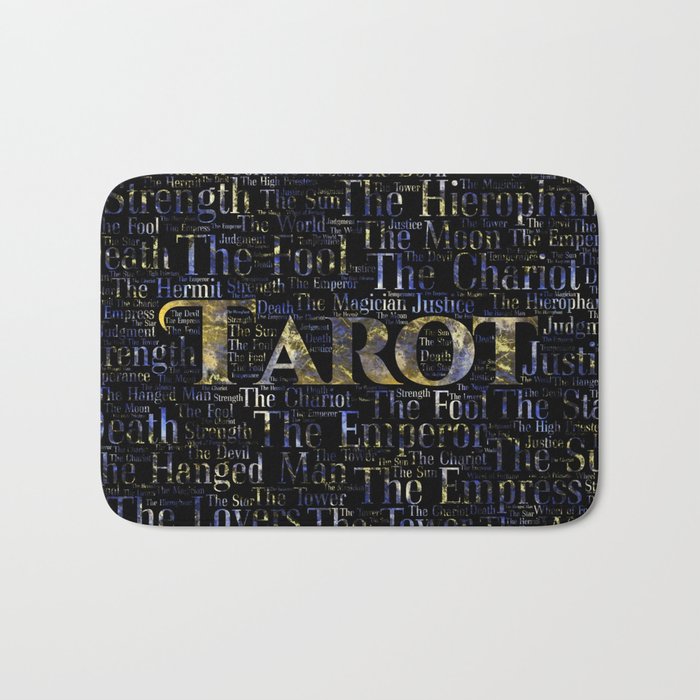 Tarot Major Arcana Word Art  Gold and Gemstone Bath Mat