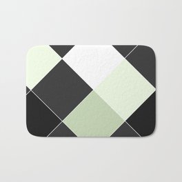 Mint Green Black Gray Geometrical Argyle Diamond Pattern Bath Mat