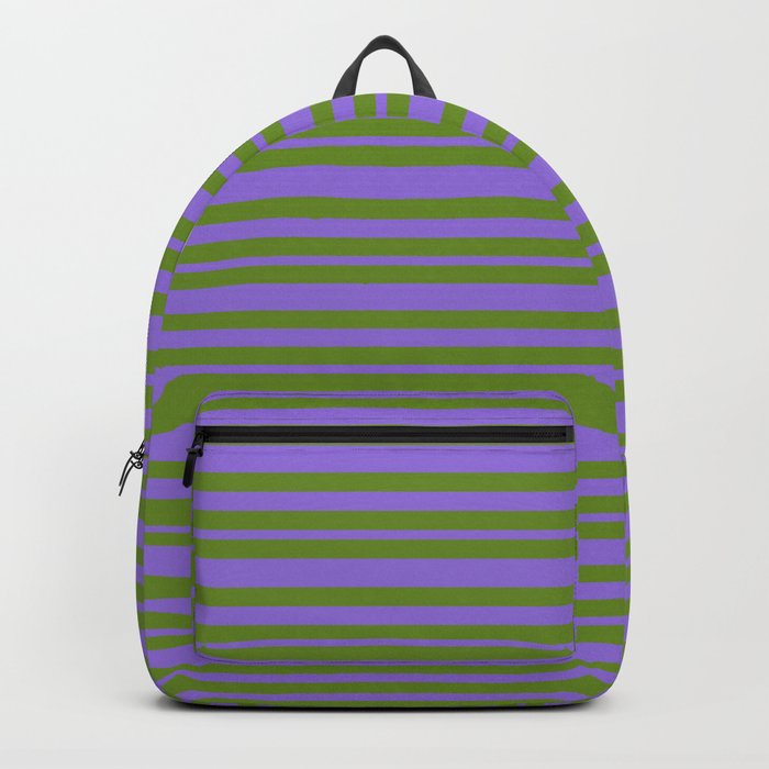 Green and Purple Colored Lines Pattern Backpack