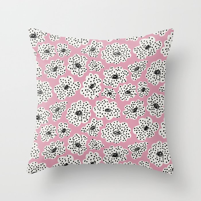 Spotted modern floral on dusty pink Throw Pillow