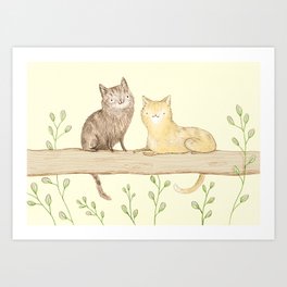 Cats on the Fence Art Print