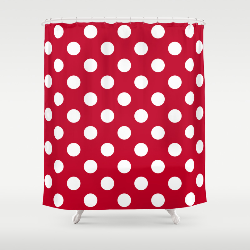 Red And Polka White Dots Shower Curtain By Miavaldez Society6