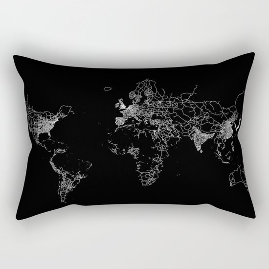 World map Lines Rectangular Pillow