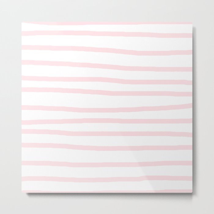Simply Drawn Stripes in Pink Flamingo Metal Print