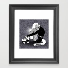 Skater Girl in Black Framed Art Print
