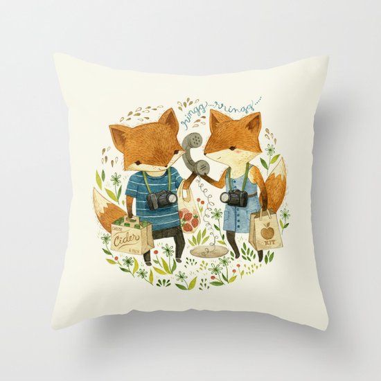 Fox Friends Throw Pillow