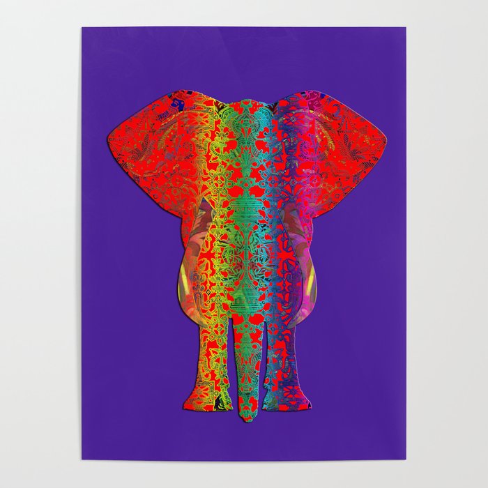 Rainbow Ganesha (Purple Background) Poster
