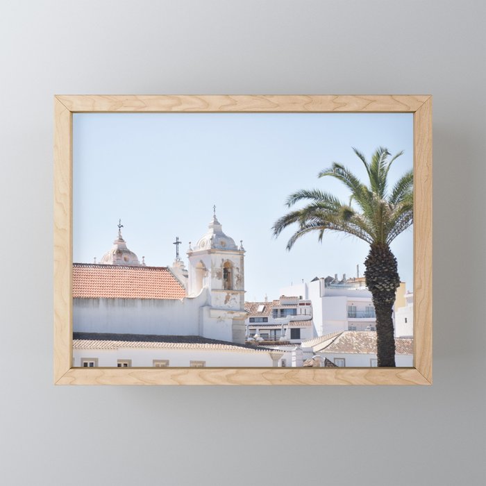 Travel photography print “Ancient Rooftops” photo art made in Portugal. Bright pastel colors. Framed Art Print Framed Mini Art Print