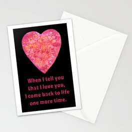 Valentine's Day Love quote - black version Stationery Card