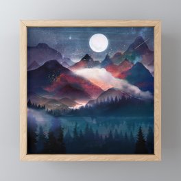 Mountain Lake Under the Stars Framed Mini Art Print
