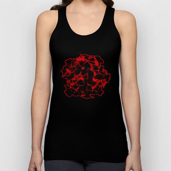 Red electric flowers on black background Unisex Tank Top