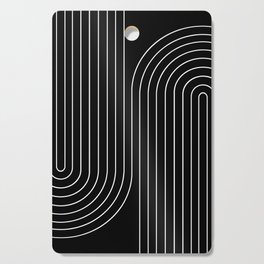 Minimal Line Curvature II Black and White Mid Century Modern Arch Abstract Cutting Board