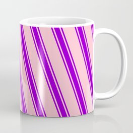 [ Thumbnail: Pink and Dark Violet Colored Lines Pattern Coffee Mug ]