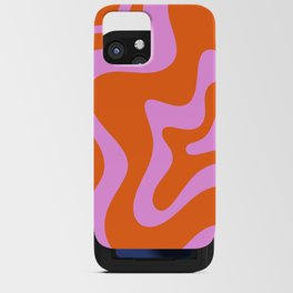 Retro Liquid Swirl Abstract Pattern in Hot Pink and Red-Orange iPhone Card Case