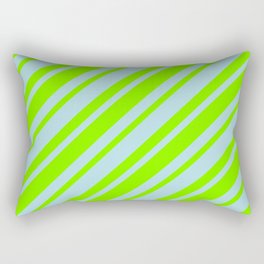 [ Thumbnail: Powder Blue & Chartreuse Colored Lined/Striped Pattern Rectangular Pillow ]
