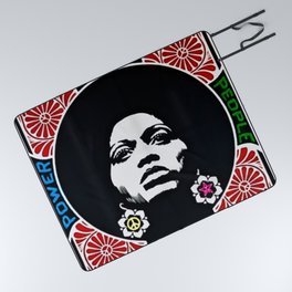 Rainbow Motif - Angela Davis - Power & Equality - Power to the People Vintage Poster Picnic Blanket