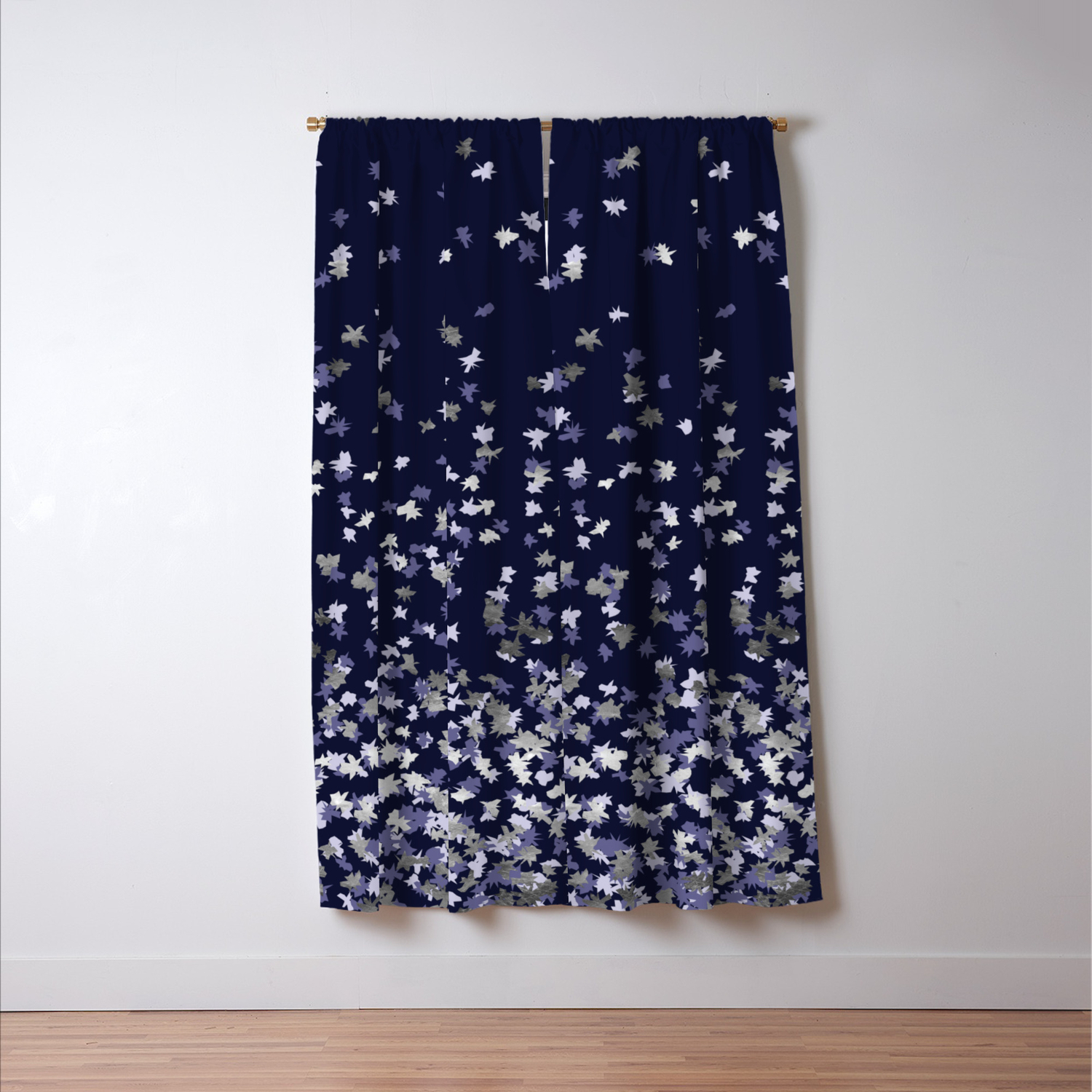 Floating Confetti Navy Blue And Silver Blackout Curtain By Fancyashelltees Society6