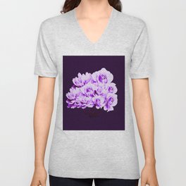 Purple Roses with Purple Background  V Neck T Shirt