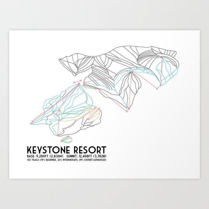 Keystone, CO - Minimalist Trail Map Kunstdrucke Keystone, CO - Minimalist Trail Map Kunstdrucke