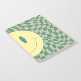 Yellow green smiley wavy checker Notebook