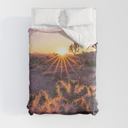 Joshua Tree Cholla Cactus Sunset Duvet Cover