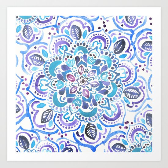 The Blues - Watercolor Mandala Art Print